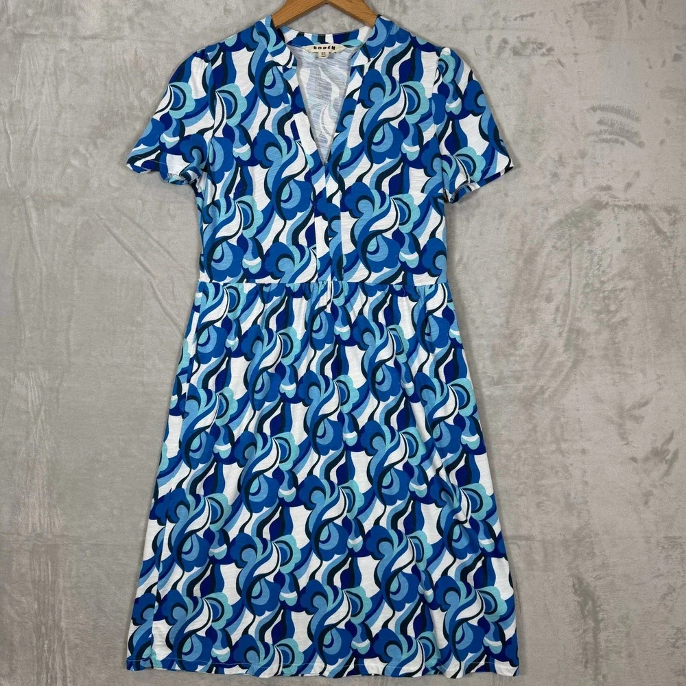 Lot of 2 Boden Naomi Dresses Size 4L Long Green Blue Geometric Abstract Pockets - Picture 5 of 16